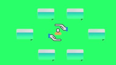 Animation blue and white space bar 6 step for infographic timeline template on green background.