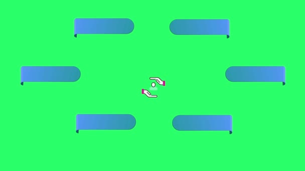 アニメーション青スペースバー緑の背景にインフォグラフィックタイムラインテンプレートのための6ステップ — ストック動画
