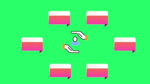 アニメーション赤と白のスペースバー緑の背景にインフォグラフィックタイムラインテンプレートのための6ステップ — ストック動画