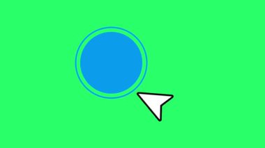 Animation blue text box with mouse cursor isolate on green background.