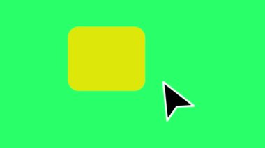 Animation yellow text box with mouse cursor isolate on green background.