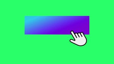 Animation blue text box with mouse cursor isolate on green background.