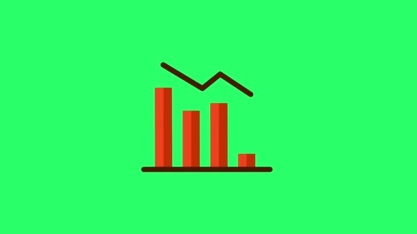 Animation Red Bar Chart Isolate Green Background — 비디오