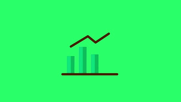 Animation Green Bar Chart Isolate Green Background — Video Stock