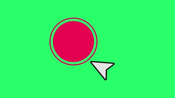 緑の背景にマウスカーソルが隔離されたアニメーション赤白のテキストボックス — ストック動画