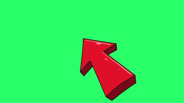 Animatie Rode Pijl Isoleren Groene Achtergrond — Stockvideo