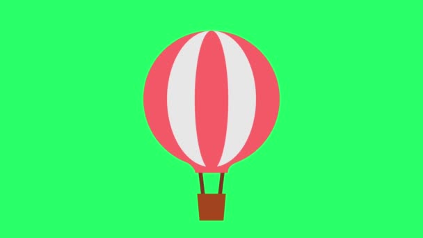 Animação Balão Vermelho Isolado Fundo Verde — Vídeo de Stock