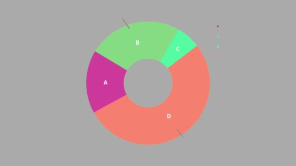 Animacja Kolorowy Obiekt Wykresu Okręgu Infografiki Szarym Tle — Wideo stockowe