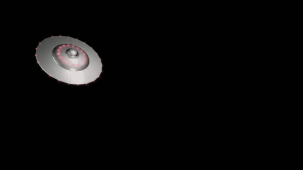 Animation Ufo Alien Red Light Isolate Black Background — Αρχείο Βίντεο