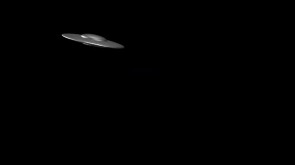 Animasyon Ufo Uzaylı Mavi Işıkla Siyah Arkaplanda Izole Edildi — Stok video