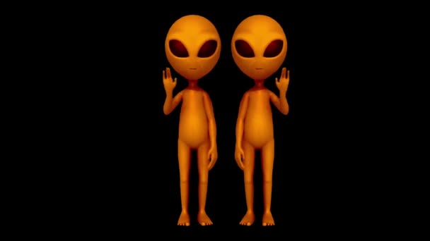 Animace Oranžová Alien Izolovat Černém Pozadí — Stock video