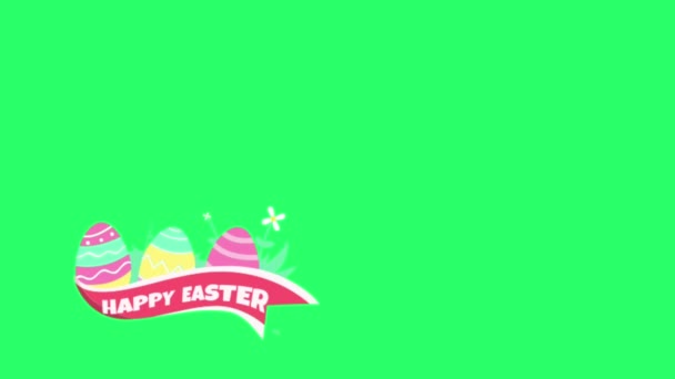 Texto Animación Feliz Día Pascua Con Huevo Pantalla Verde — Vídeos de Stock
