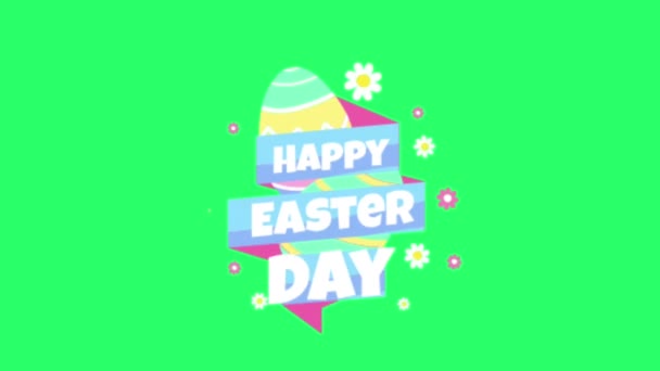 Animatie Tekst Happy Easter Day Met Groene Achtergrond — Stockvideo
