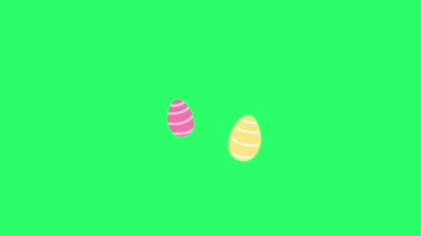 緑の画面上の卵とアニメーションテキストEaster — ストック動画