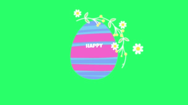 Animation Text Happy Easter Day Egg Green Screen — ストック動画