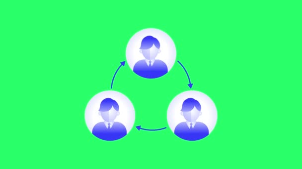 Animatie Blauw Menselijk Pictogram Infographic Object Isoleren Groene Achtergrond — Stockvideo