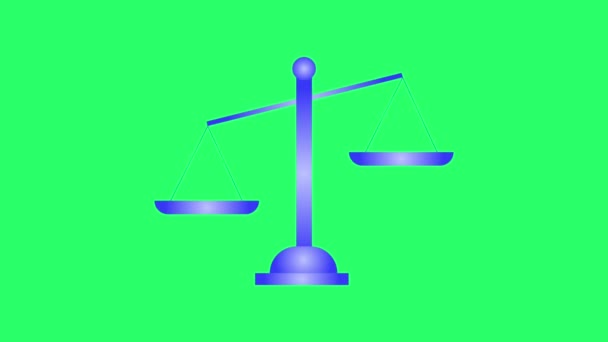 Animação Balanças Azuis Ícone Infográfico Objeto Isolado Fundo Verde — Vídeo de Stock