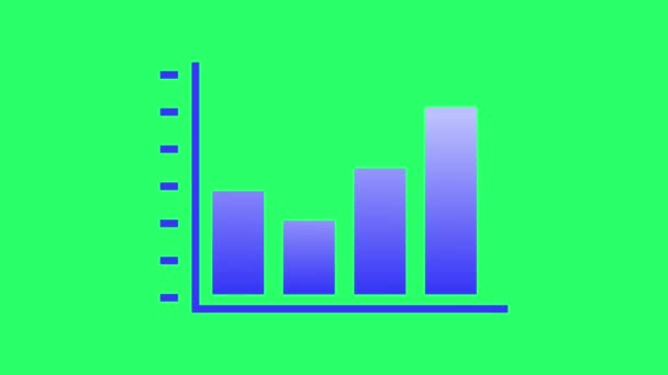Animatie Blauw Grafiek Pictogram Infographic Object Isoleren Groene Achtergrond — Stockvideo