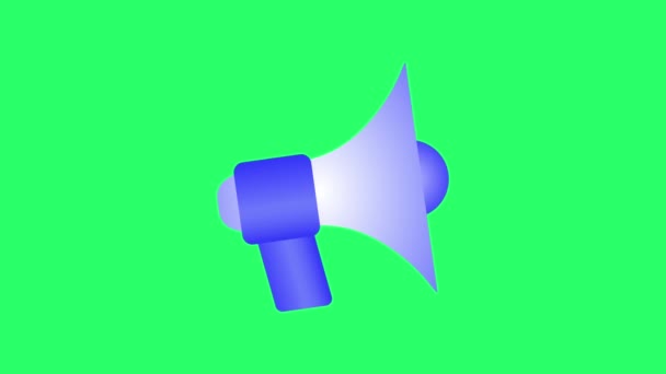 Animation Blue Megaphone Icon Infographic Object Isolate Green Background — Stock Video