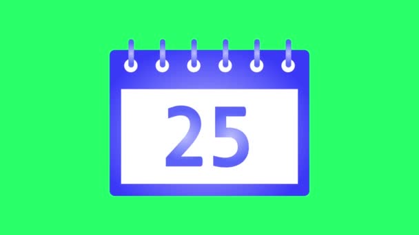 Animation Blue Calendar Icon Infographic Object Isolate Green Background — Stock Video