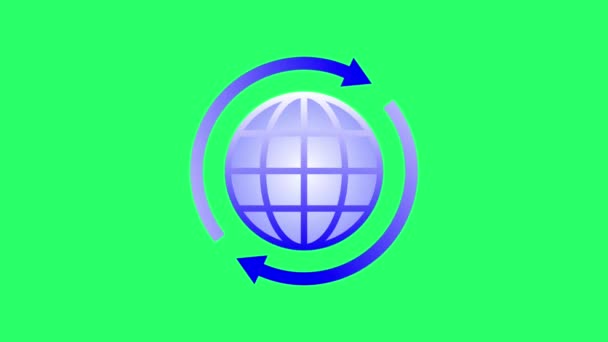 Animazione Blu Icona Mondo Infografica Oggetto Isolato Sfondo Verde — Video Stock