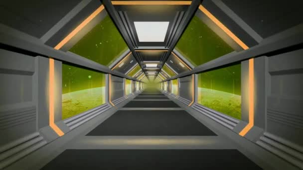 Animacja Space Travel Statku Kosmicznym Żółtym Tle — Wideo stockowe