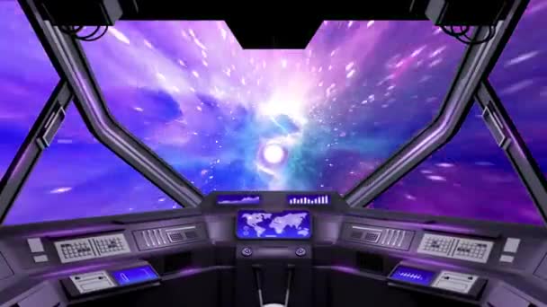 Анимационный Космический Корабль Гиперпространственной Линией Скорости — стоковое видео
