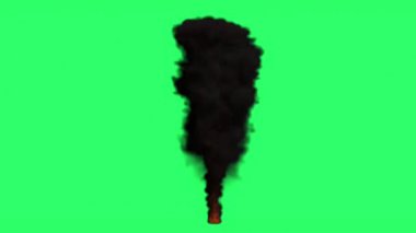 Yeşil arkaplanda duman bulunan animasyon turuncu alev efekti.