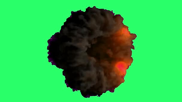Анимация Черный Дым Красный Электрический Эффект Зеленом Фоне — стоковое видео