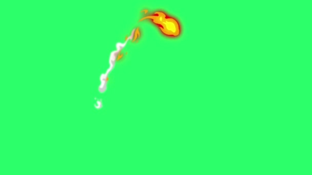 绿色背景上的动画橙色火焰 — 图库视频影像