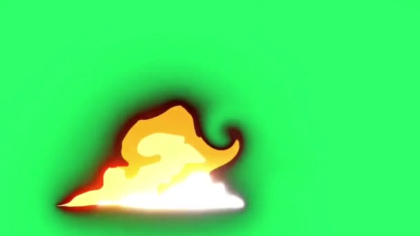 Оранжевое Пламя Анимации Зеленом Фоне — стоковое видео