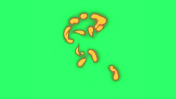 Animatie Oranje Vlam Groene Achtergrond — Stockvideo
