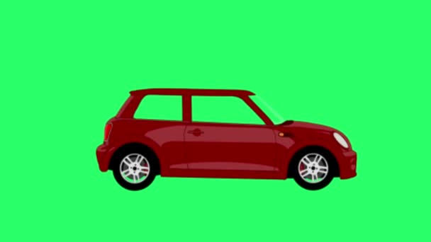 Animação Carro Vermelho Fundo Verde — Vídeo de Stock