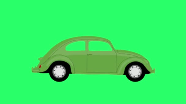 Animation Grünes Auto Auf Grünem Hintergrund — Stockvideo
