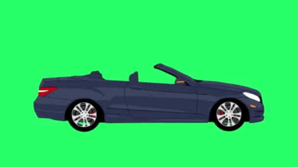 Анімація Сірого Автомобіля Зеленому Фоні — стокове відео