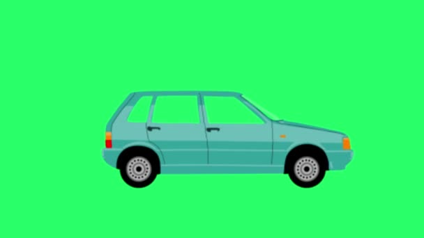 Animazione Auto Blu Sfondo Verde — Video Stock
