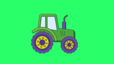 Yeşil arkaplanda animasyon yeşil traktörü.