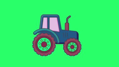 Yeşil arkaplanda animasyon mavi traktörü.