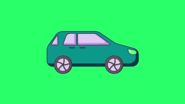 Animatie Groene Auto Groene Achtergrond — Stockvideo