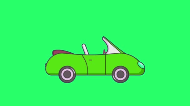 緑の背景にアニメーショングリーン車 — ストック動画