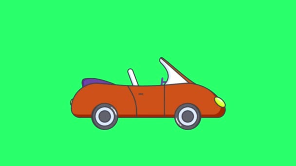 緑の背景に赤い車のアニメーション — ストック動画