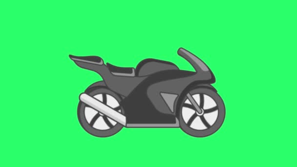 Animation Grå Motorcykel Grön Bakgrund — Stockvideo