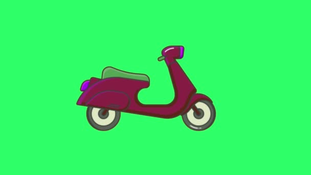 绿色背景的动画红色摩托车 — 图库视频影像