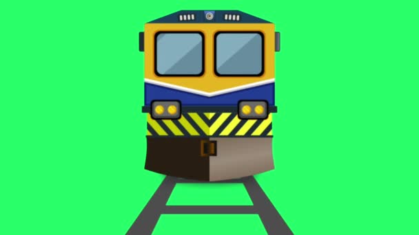 Animation Yellow Train Isolate Green Background — Stock Video