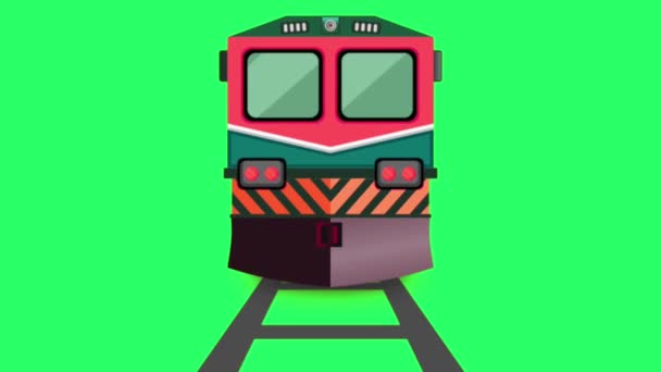 Animation Red Train Isolate Green Background — Stock Video