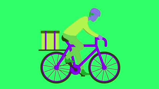 Фиолетовый Велосипед Зеленом Фоне — стоковое видео