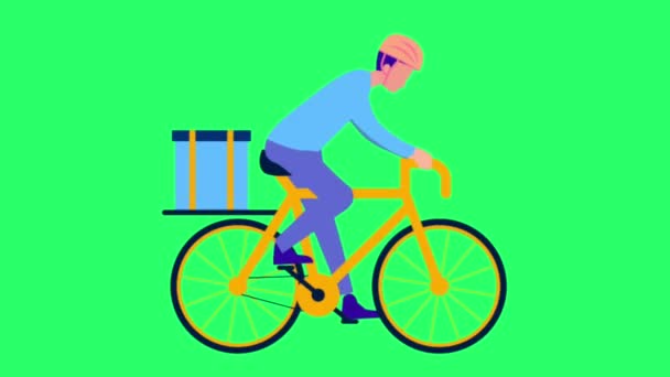 Animação Bicicleta Amarela Fundo Verde — Vídeo de Stock