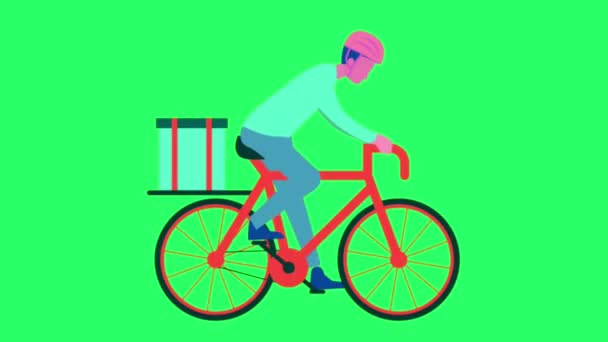 Красный Велосипед Зеленом Фоне — стоковое видео