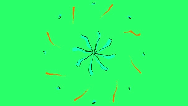アニメーション 緑の背景にカラフルな幾何学的な形状 — ストック動画