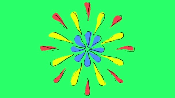 Анімація Барвистої Геометричної Форми Зеленому Фоні — стокове відео